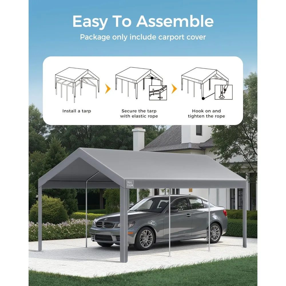 

Heavy Duty Carport Replacement Canopy Cover, Durable Waterproof Garage Shelter Top, Car Tent for Outdoor Use, with, Customized