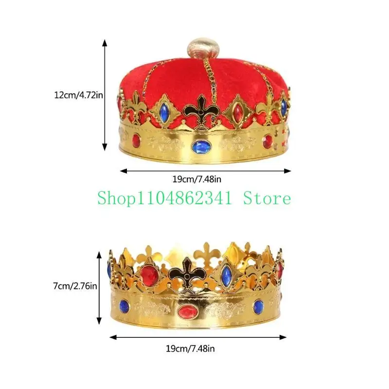 5As King Crown Hat Hoàng gia vua vương miện bên hat vua hoàng vương vương miện sinh nhật vương miện mũ Halloween Phụ kiện trang