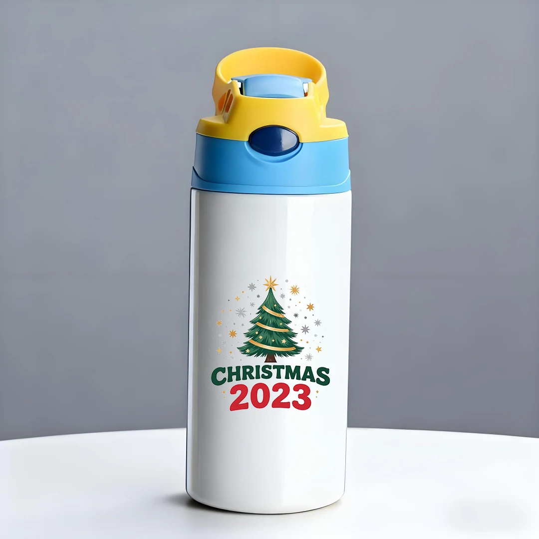 Tasse isolée en acier inoxydable 304 + tasse en paille d'arbre de noël de dessin animé, tasse Portable pour enfants, cadeau de noël et du nouvel an 2023