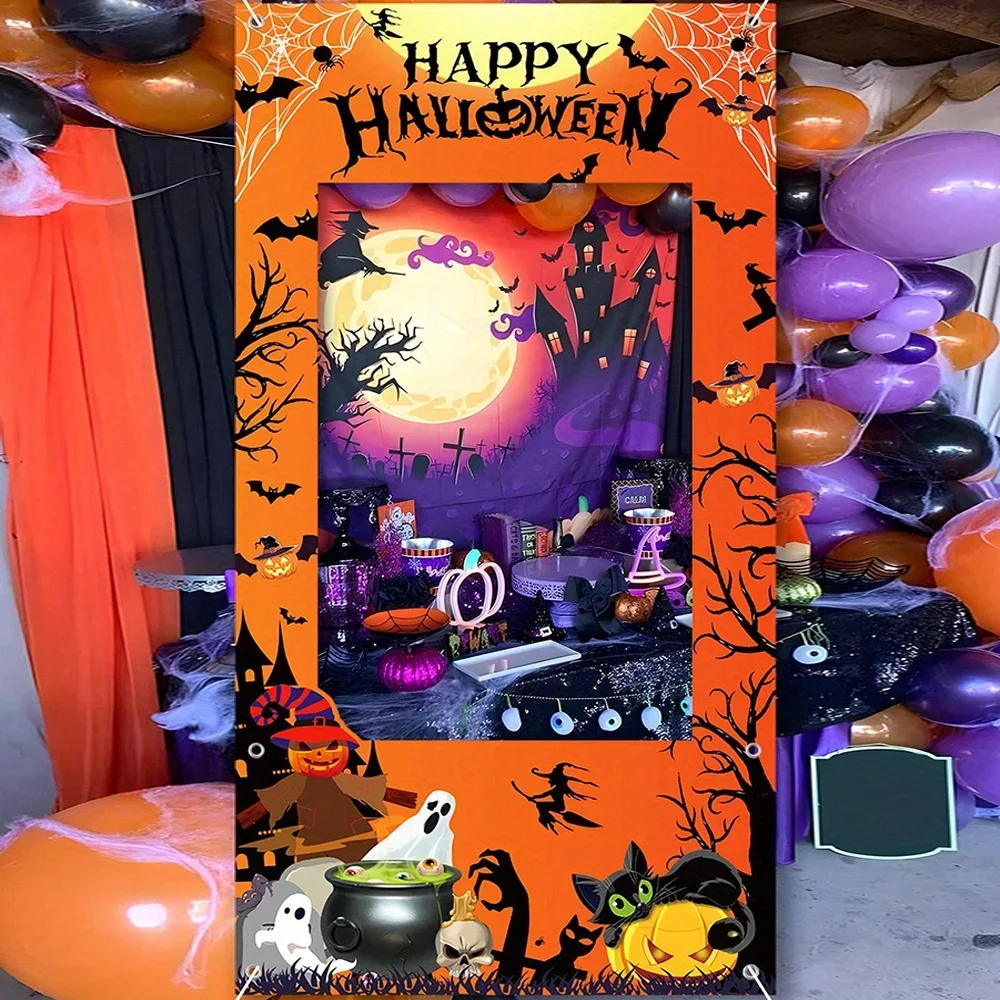1pc 120x60cm Happy Halloween Kürbis Geist Fledermaus Polyester Rahmen Photo Booth Requisiten für Kinder Erwachsene Halloween party Dekoration