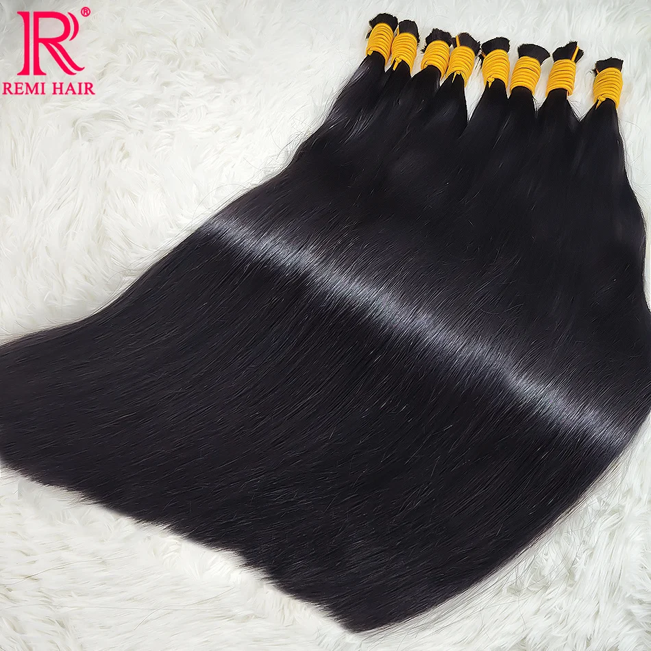 Virgin Human Hair Extensions Original Unprocessed Indian Hair Straight Natural Hair Weaving No Weft Human Braiding Hair Bulk