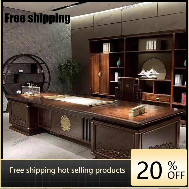 zj.Wooden Manager Executive Office Desk Modern Designer Large Study Computer Desk Gaming Standing Scrivania Work Station Table