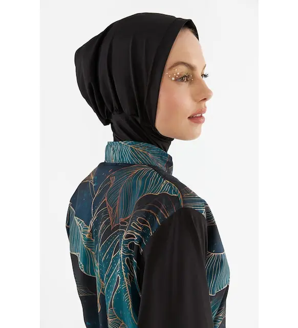 NBB Green Monstera patterned weaving hijab swimsuit