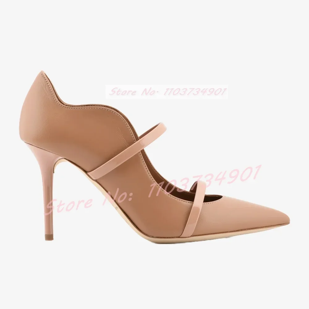 Pink Satin Strap Pointed Toe Pumps Women Elegant Patent Leather Stiletto High Heels Shoes Ladies Sexy Solid Casual Fashion Pumps