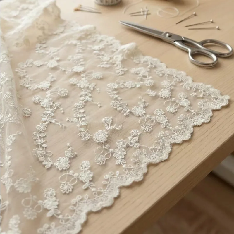 花柄のコットン刺繍レース生地、メッシュ素材、柔らかく軽い、diyウェディングドレスや衣料品のアクセサリーに最適なセット