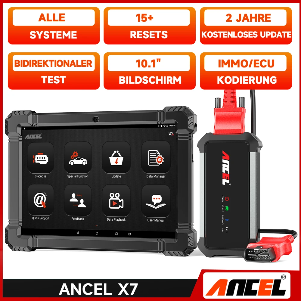 ANCEL X7 Bluetooth OBD2 Scanner for Full System OBD2 Diagnostic Tools IMMO ABS SAS TPMS D-P-F EPB Oil Mechanical Workshop Tool