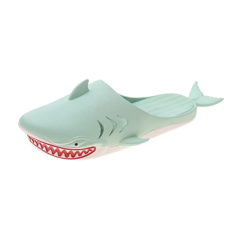 Couple Large Size Slippers Personality Cartoon Shark Beach Slippers Women Men Flat Mules Soft PVC Outdoor Leisure Slides Shoes