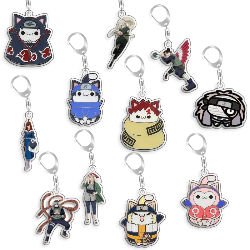 Llavero de Acrílico con Personajes de Naruto: Inuzuka Kiba, Uzumaki Naruto, Haruno Sakura, Yamanaka Ino, Diseño de Anime, Hecho a Mano, 5cm, Regalo