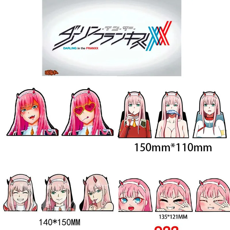 New Animation DARLING in The FRANXX 3D Gradient High Quality Waterproof Car Stickers