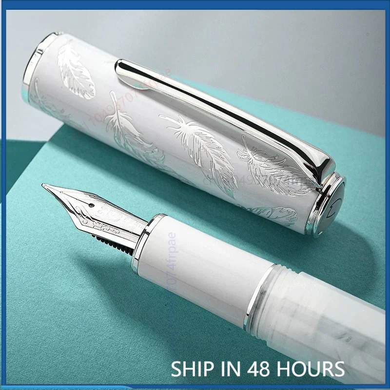 For Hongdian N8 White Feather Fountain Pen Exquisite For Girls High Beauty Birthday Gift Student Adult Calligraphy Practice