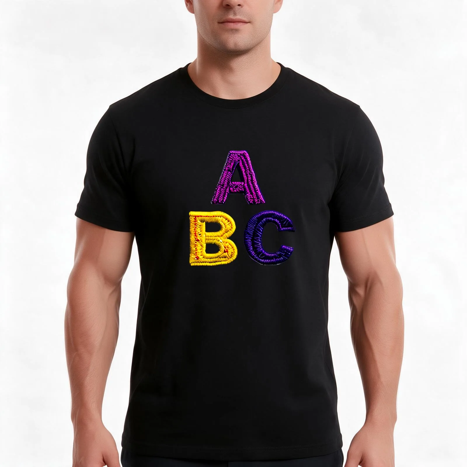 letter ABC, monogram. typography collage. ABC art. gift T-Shirt, Summer Casual Cotton Tee, Oversized Streetwear Tops
