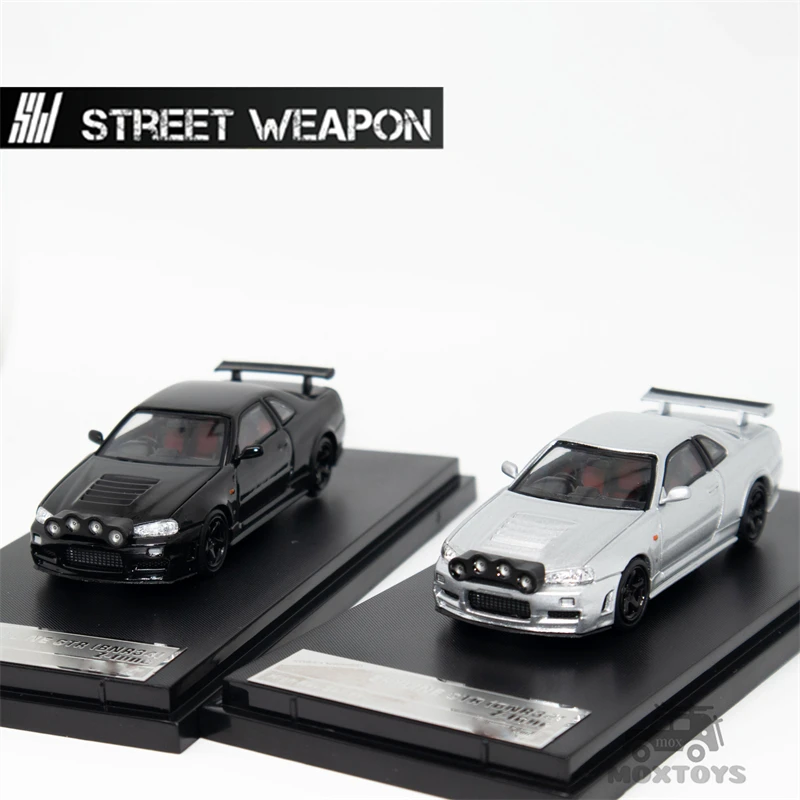 

SW 1:64 NISSAN Skyline GT-R R34 Drif silver / black limited399 Diecast Model Car