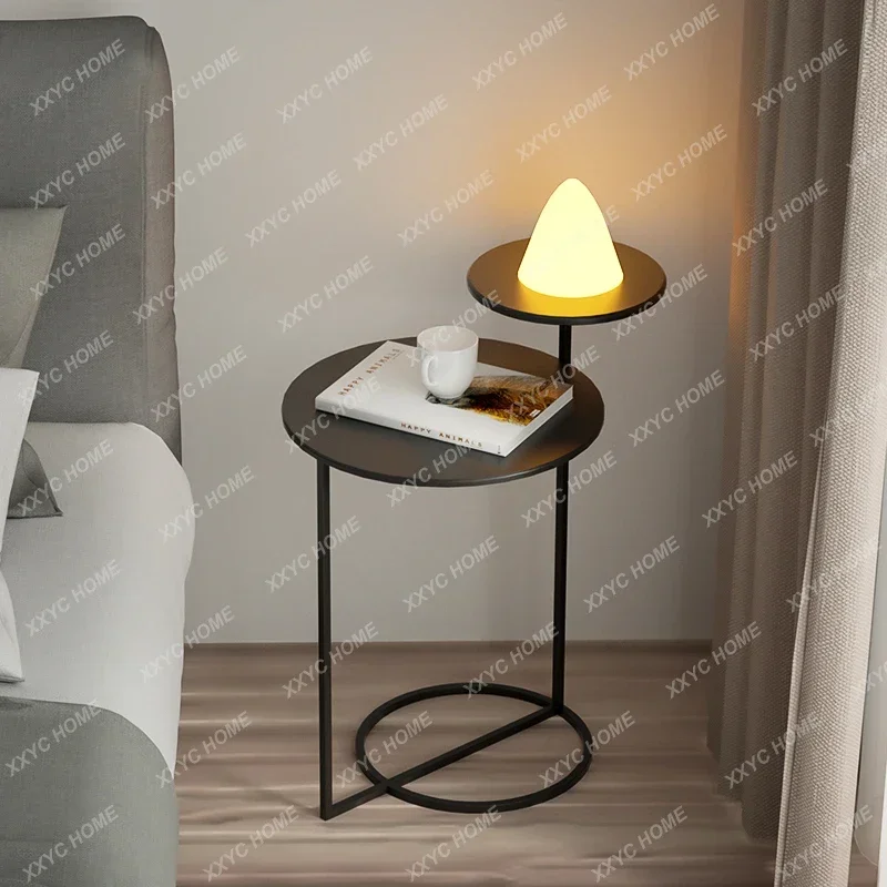 

Nordic modern simple living room small coffee table wrought iron round sofa corner table creative bedside small table
