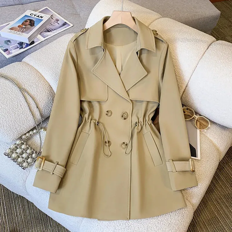 

New Women's Casual Trench Coat Spring Autumn Long Windbreaker Coat Fashion Female Suit Jacket Office Professional Clothing Khaki