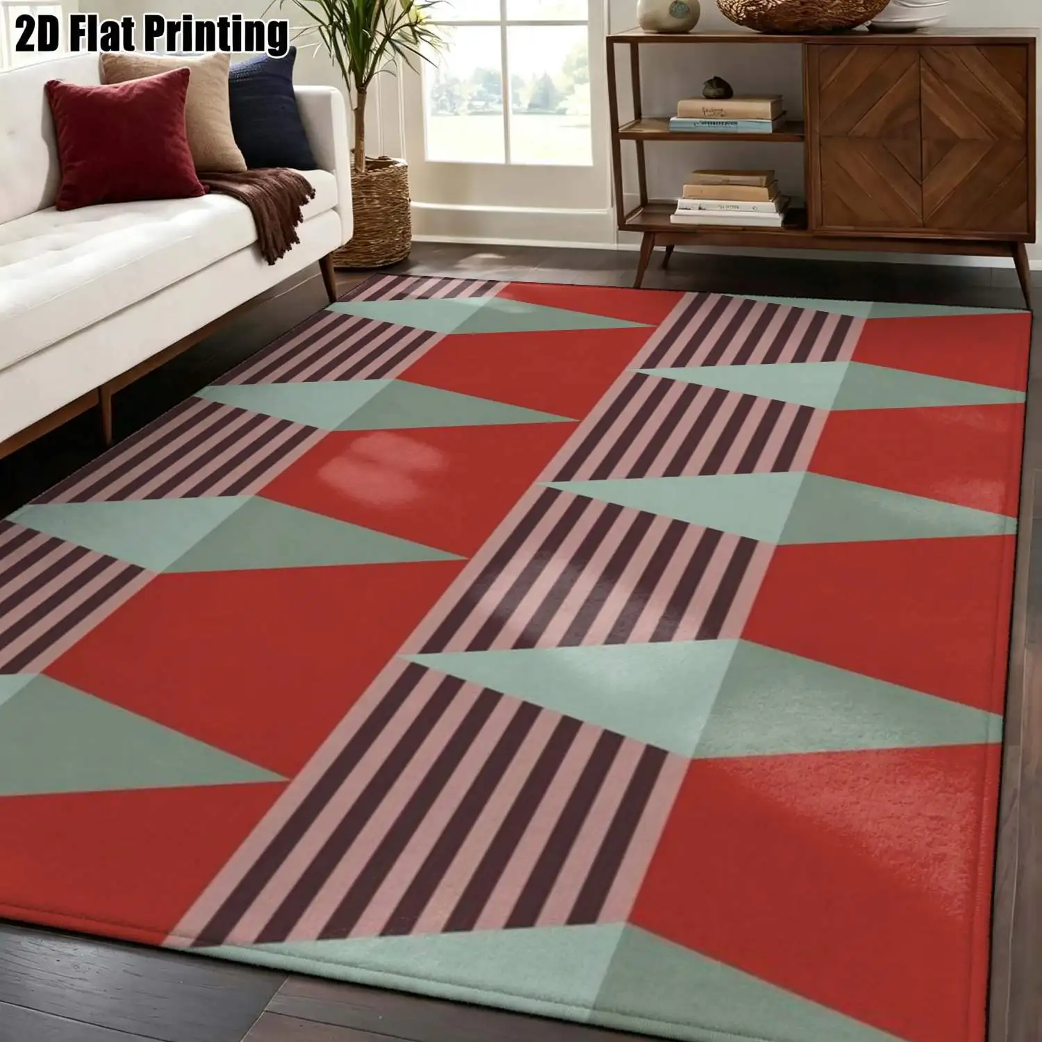 2D Flat Printing Petal Geometric Area Rug Modern Floral Abstract Carpet Luxury Living Room Salon Floor Covering