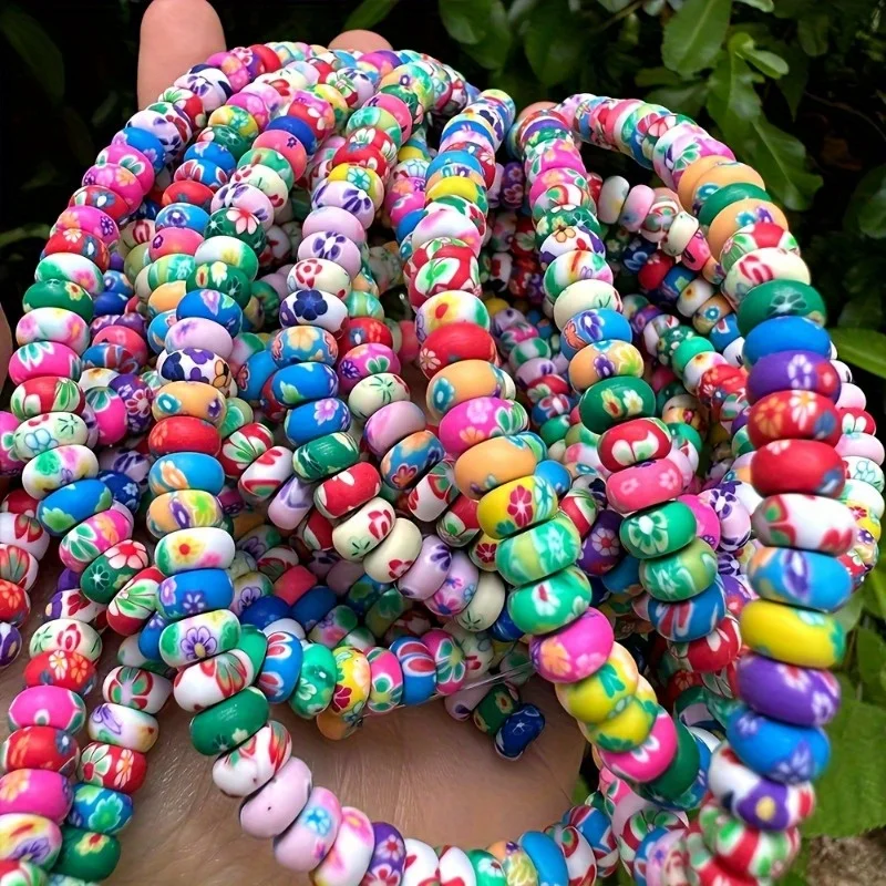 About 110pcs Colored Polymer Clay Beads Ideal Accessories for Necklace Bracelet Keychain Jewelry Making