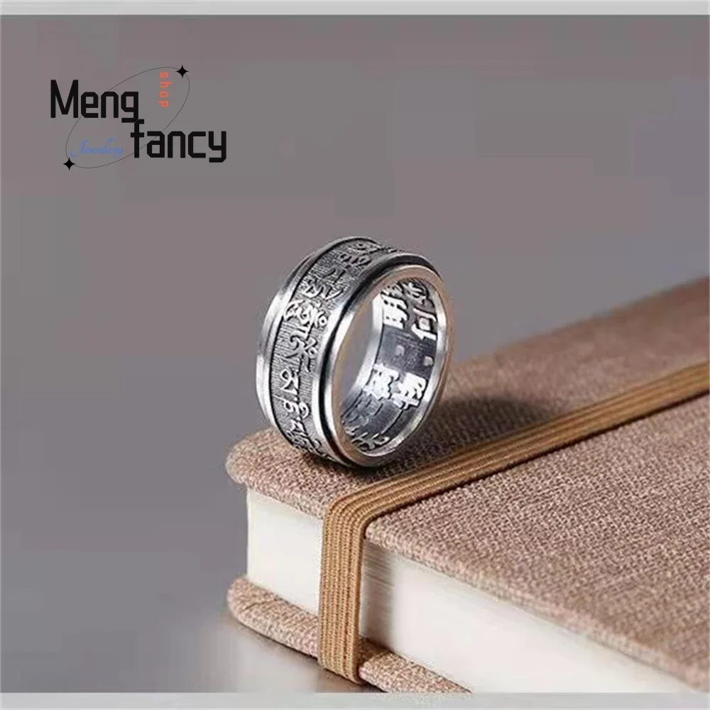 Six Character Classic Boastful Personality Retro Turnable Single Hipster Tail Ring High-grade Couple Luxury Quality Fine Jewelry