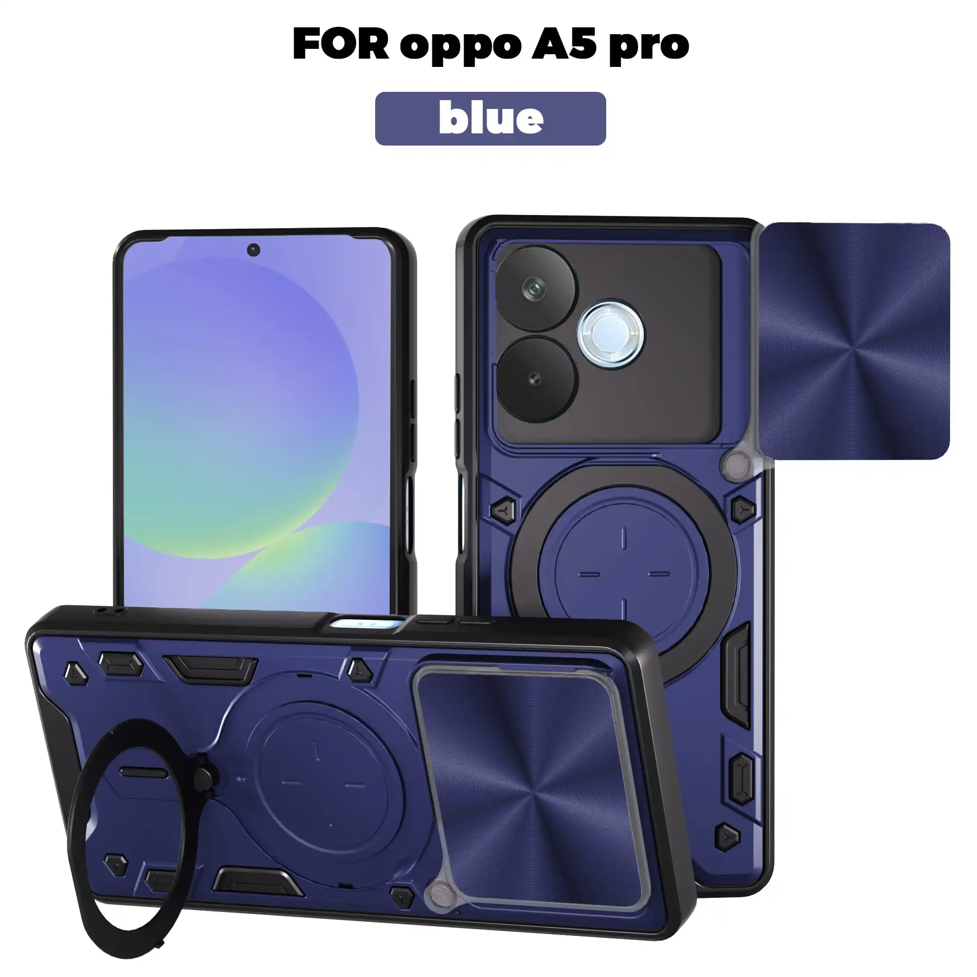 Чехол для Oppo A5 Pro 5G с магнитной раздвижной защитой камеры A3x A3 4G, вращающаяся на 360 градусов подставка, бронированное кольцо, Funda Capa