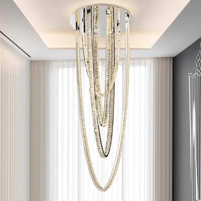 Modern Home Decoration Crystal Chandelier, Stair Pendant Lamp, Living Room Pendant Lights, Interior Lighting