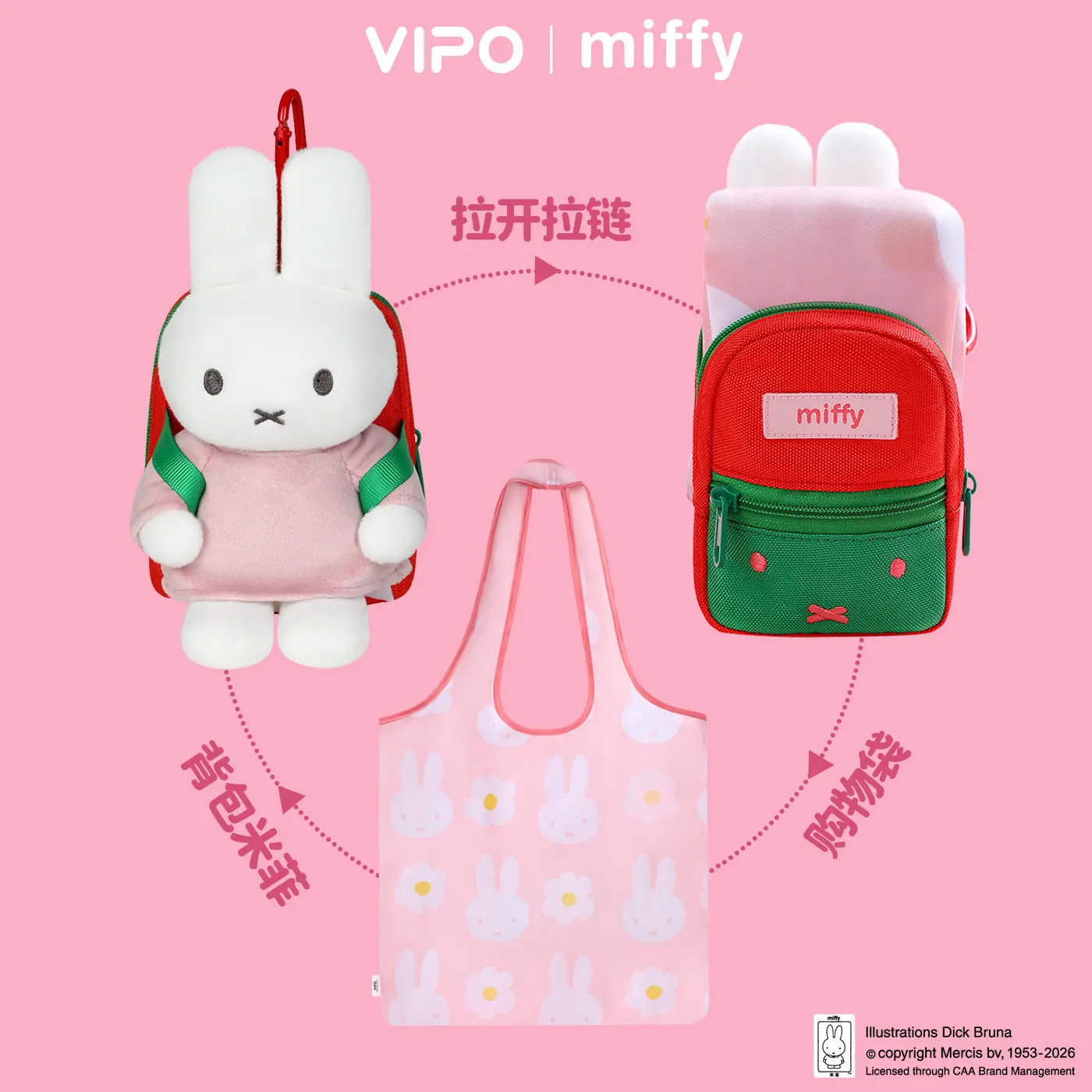 

Новая оригинальная милая подвеска-рюкзак Miffy, складная многоразовая сумка для покупок, экологичная портативная сумка-шоппер для супермаркета, игрушка-кукла, подарок