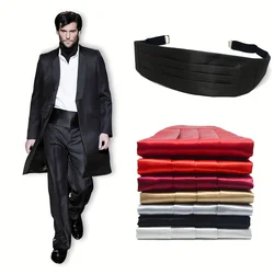 Men's Satin Waistcoat for Formal Wear, Pure Color Waist Belt for Latin Dance, Suitable for Groom and Best Man on Wedding Day