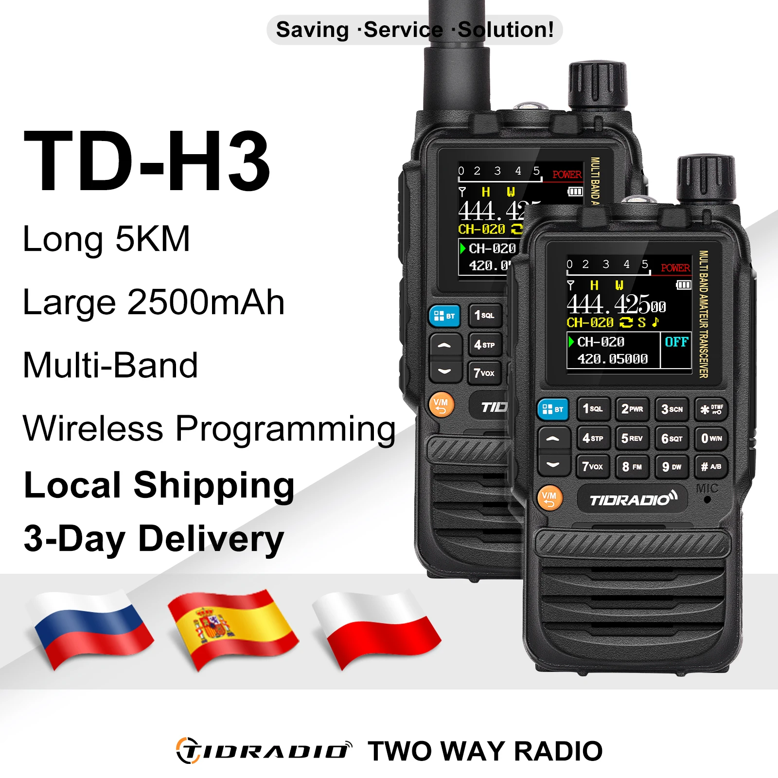 TIDRADIO H3 長距離トランシーバー充電式ワイヤレスプログラミングエア
