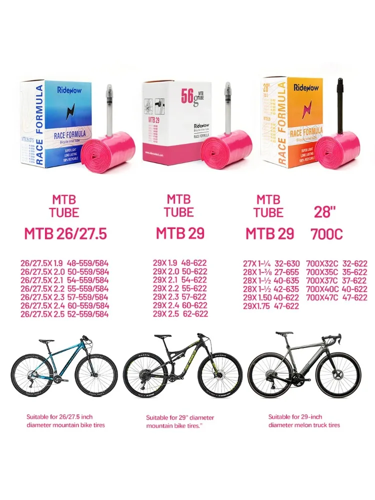 AliExpress NONE RideNow Ultralight MTB Bike Inner Tube26 27.5 29 Inch Gravel Road Bicycle 700C x 40 TPU Material Tire  French Valve Super Light