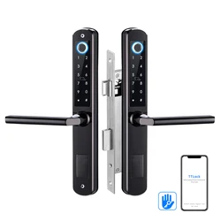 Serrure de porte intelligente extérieure étanche IP55, double face, empreinte digitale TTlock, matériau SUS pour porte battante en aluminium mince