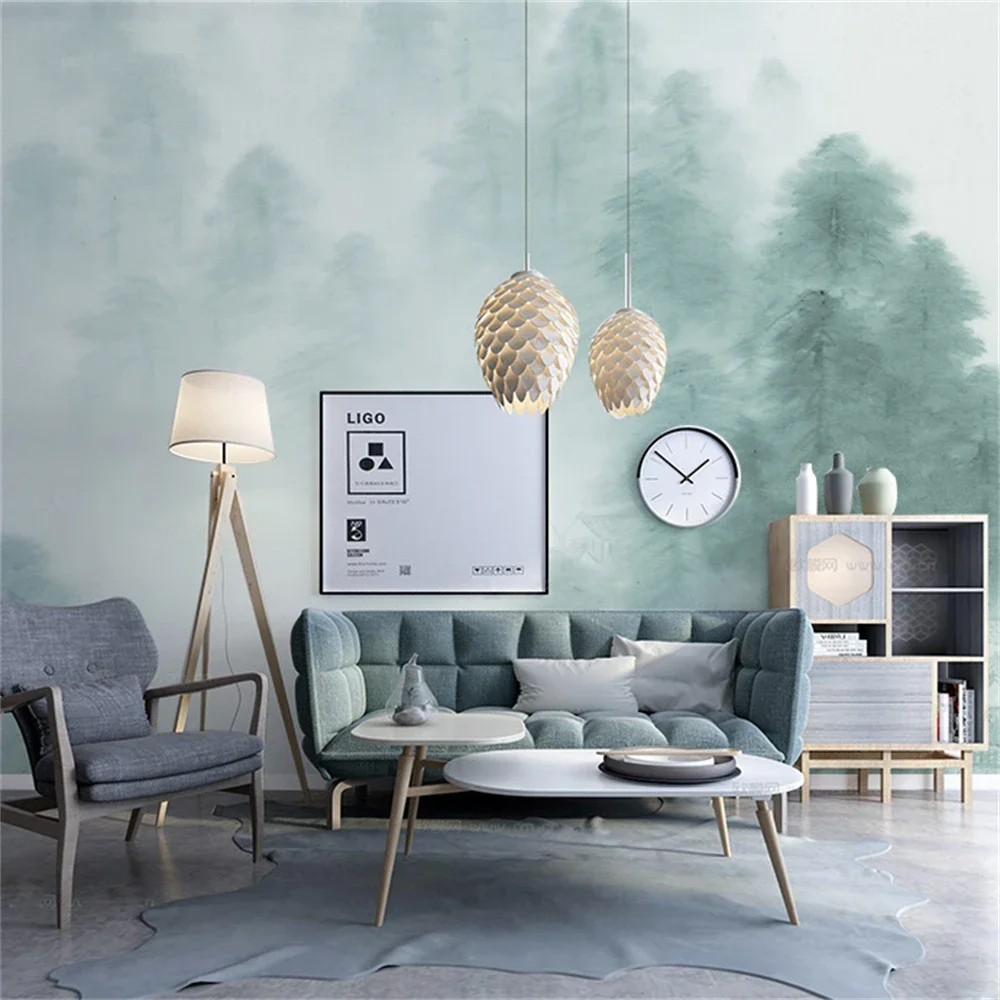 Custom Nordic fresh restaurant mural TV background wall wallpapers for living room forest wall paper home decor 3D wall stickers