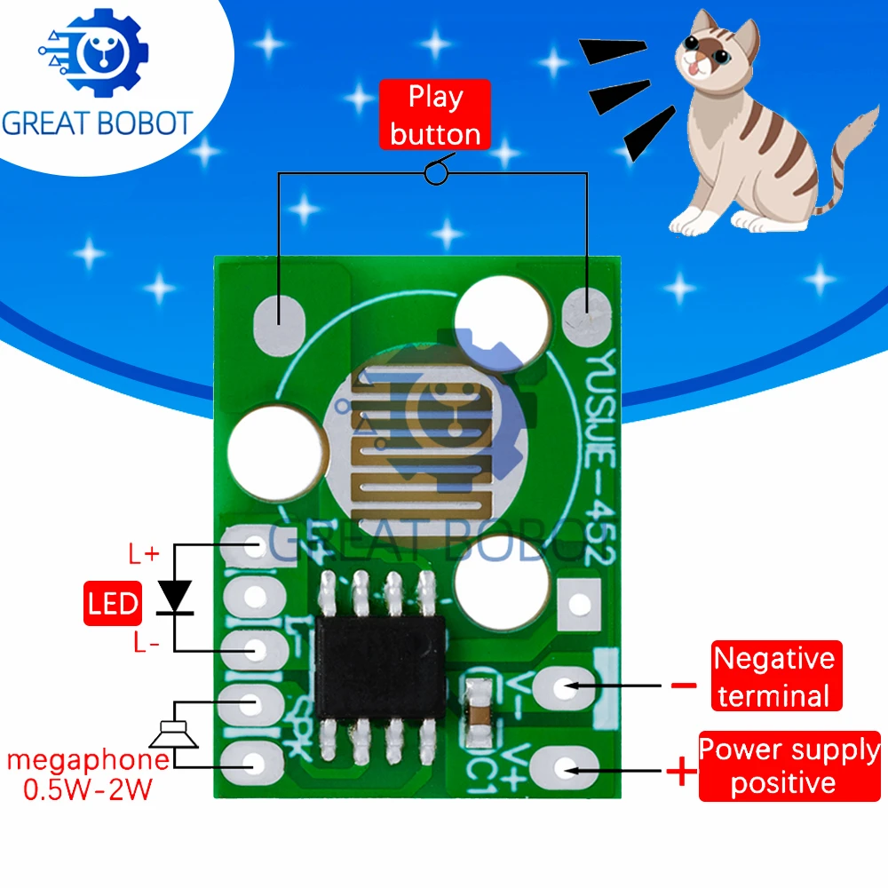 1~10PCS Sound Module Trigger cat Animals Barking Music Chip 3V-4.5V Yelp Voice Module for DIY/Toy pro