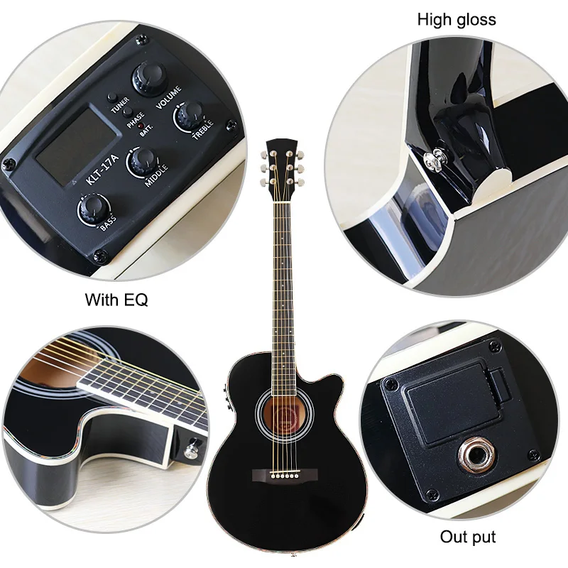 Folk Guitar Electric Acoustic Guitar Thin Body Guitar Folk Electric Guitar 40inch Acoustic Electric Guitar Free Bag Accessory