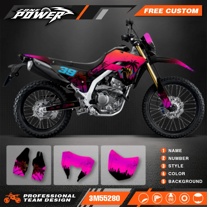 Powerzone Motorcycle Graphic Decal Stickers Kits For Honda CRF300L 2021 Number Name Customize 11