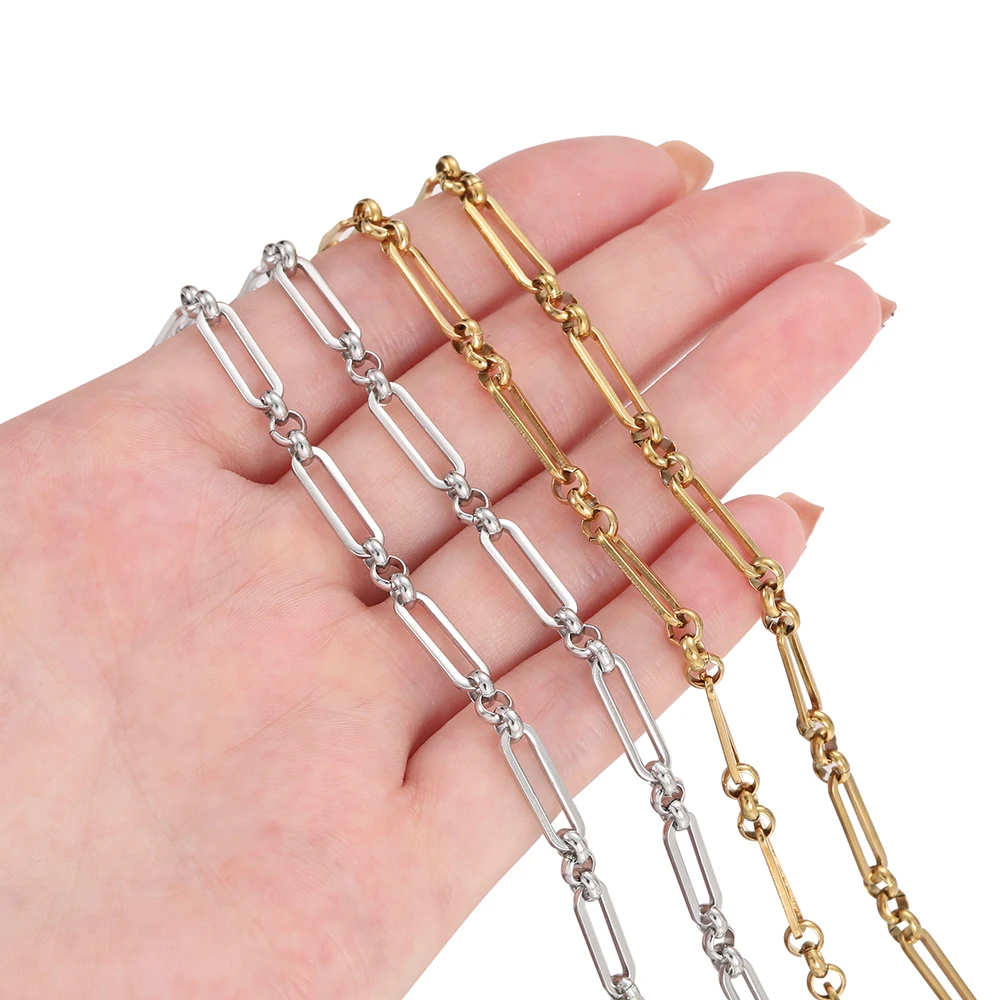 1 Meter 4 x 14 mm Edelstahlkette, kein Verblassen, Kabelketten für Halskette, Armband, Fußkettchen, DIY-Schmuckherstellung