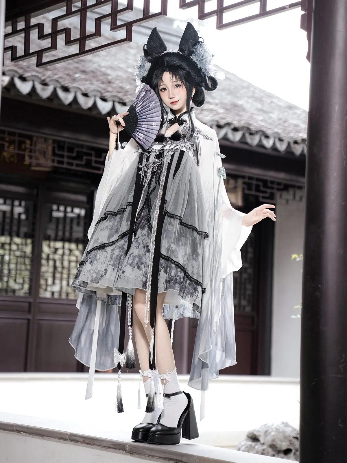 

New Chinese Ancient Style Strap Dress Set Sweet Girl Retro Dress Set