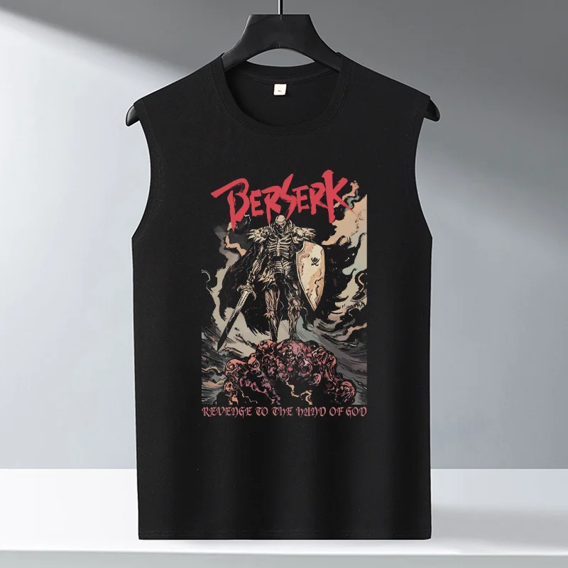 

Мужская футболка-майка Berserk из чистого хлопка, свободного кроя, большого размера, дышащая, влагоотводящая, летняя, спортивная, с принтом