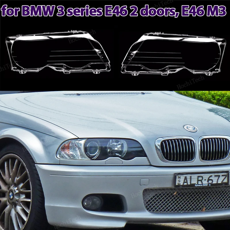 Headlight Transparent Headlight Len Left Right Lampshade Cover For BMW E46 Coupe Convertible 1999-2003 pre-facelift M3 2000-2006