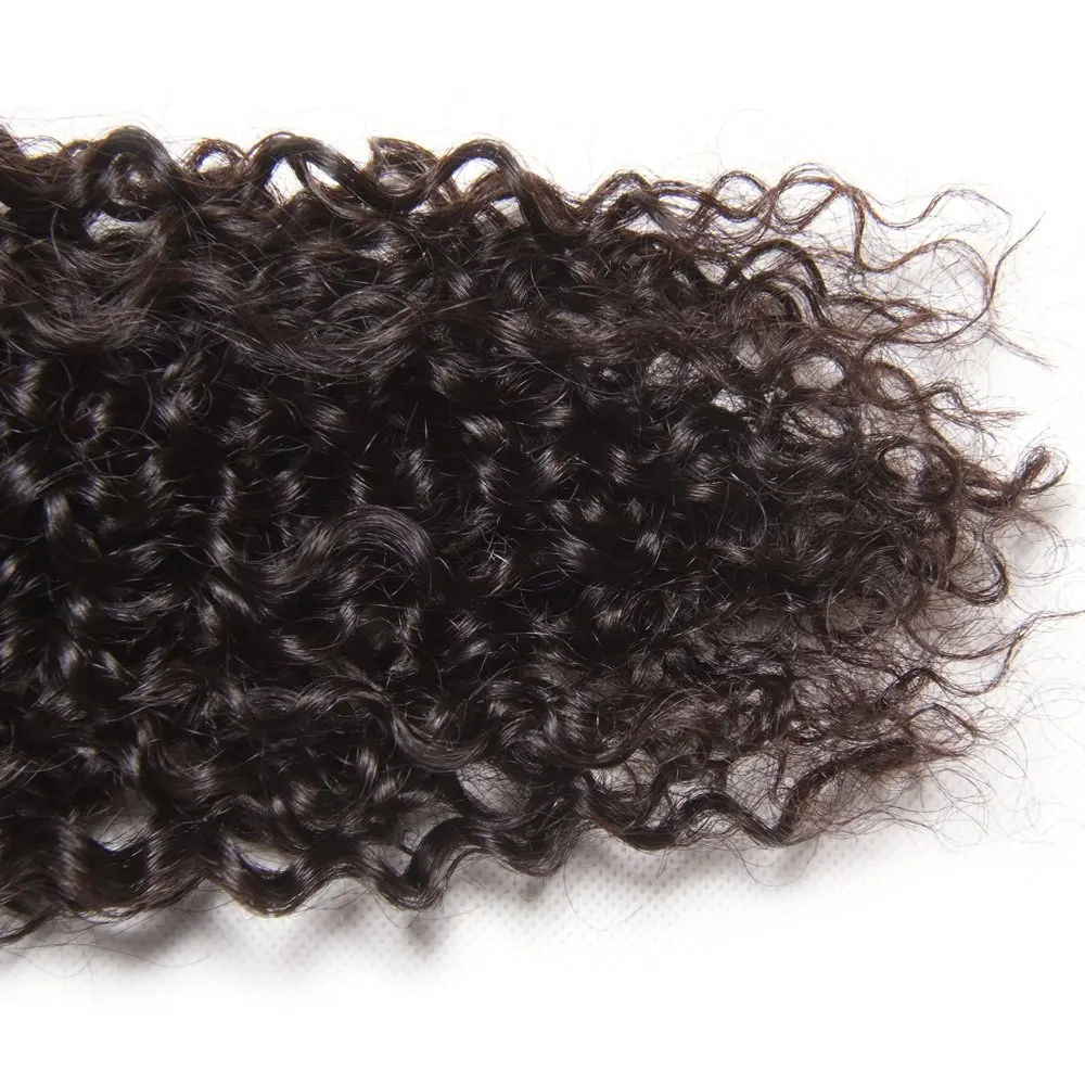 موجة المياه الدانتيل إغلاق 8-22 بوصة شعر مجعد طبيعي كتلة شعر بشري حقيقي 4x4 إغلاق أمامي شفاف الشعر البشري للنساء