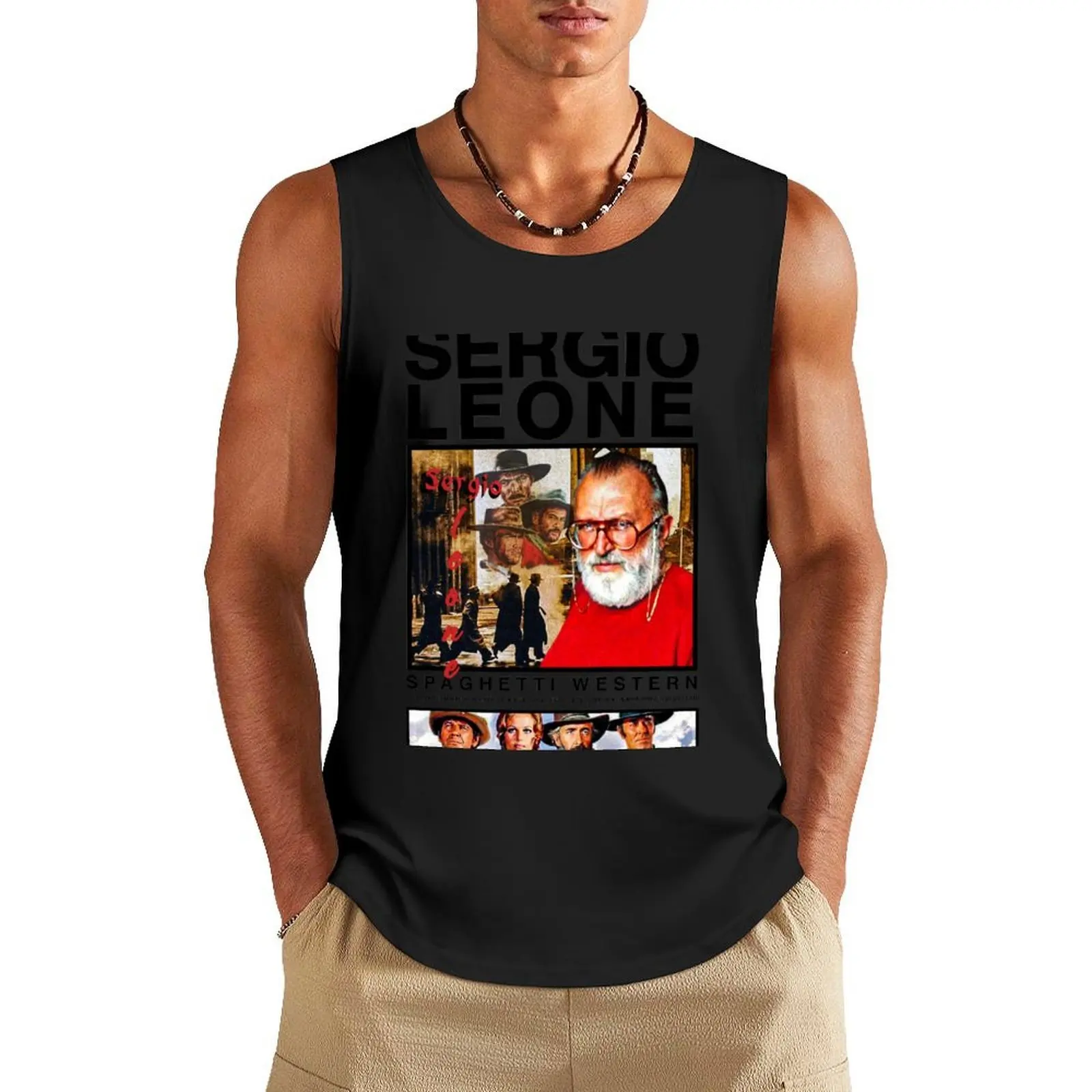 

Sergio leone Tank Top Gym T-shirts for men Body man anime mens gym clothes