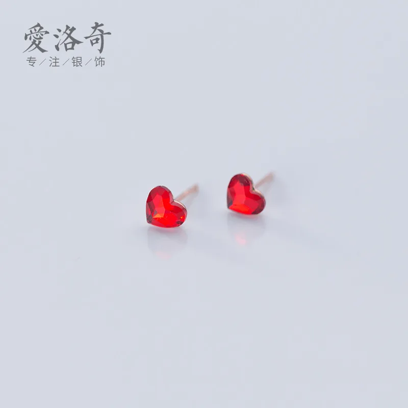 Sale 72th astudios925Silver Earrings For Women Red - Ear Studs Heart-Shaped Stud EarringsG5474