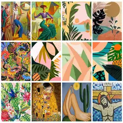 RUOPOTY Painting By Numbers For Beginner Kits Abstract geometric images of plant figures in tropical vegetation For Home Decor