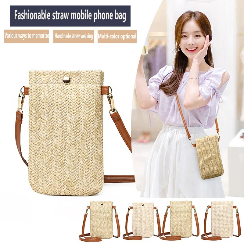 

Women Straw Beach Bag Holiday Mobile Phone Shouder Bag Summer Tassel Mini Crossbody Bag for Lady Gril Travel Bohemian Style