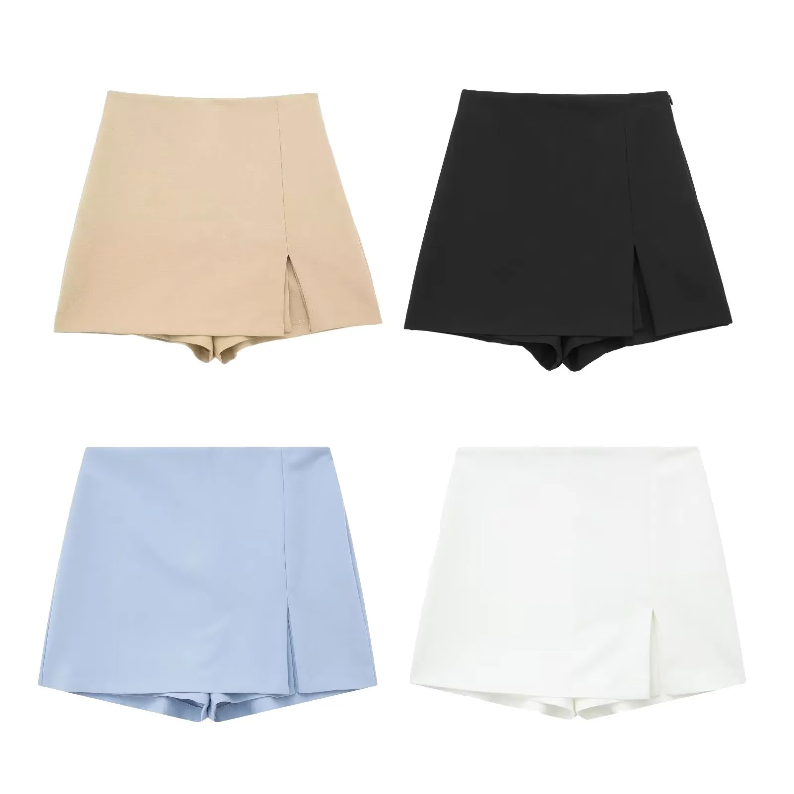 High Waist Wrapped Short Skirts Women Y2K Streetwear Asymmetrical Skorts Spring Summer Basic Solid Casual Office Mini Skirt