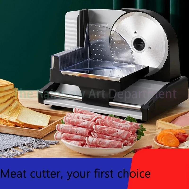 Electric Meat Slicer Machine Deli Food Slicer Cuts Meat Cheese Bread Fruit Vegetable Slicer Adjustable Thickness Sausage Ham