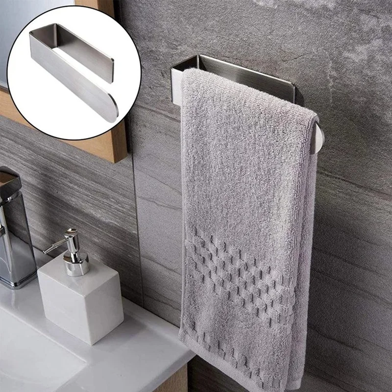 2 PCS Adhesive Towel Holder Towel Rail Self-Adhesive Bath Towel Holder Towel Holder 304 Stainless Steel Bathroom Towel Holder