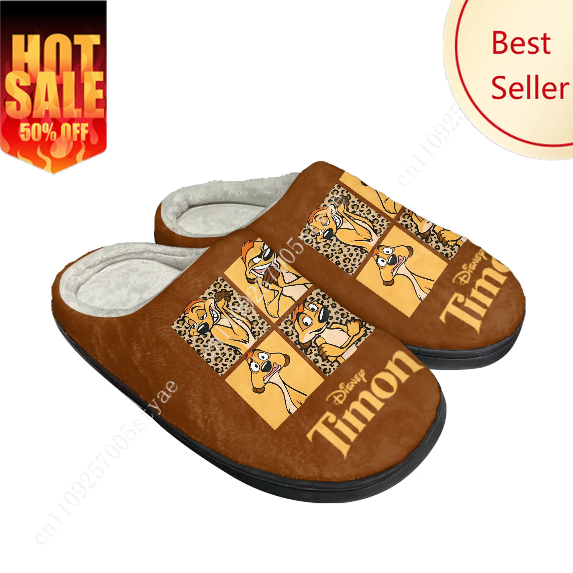 

Timon The Lion King Cotton Slippers Disney Cartoon Decorate Plush Indoor Shoes Design Your Photo Party Holiday Gifts Custom Shoe