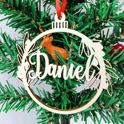 Personalized Different Names Christmas Ornament Ball Wooden Christmas Bauble Xmas Tree Decor Snowflakes Ball With Name Gift Tags