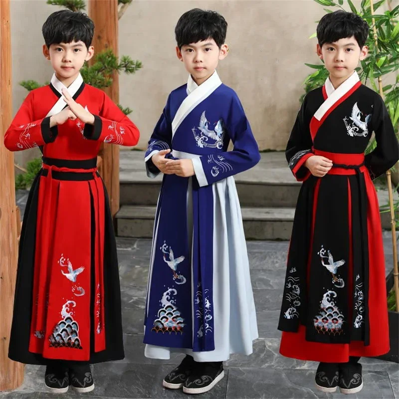 Hanfu 원피스 고대 중국 코스튬, 어린이 의류, 민속 무용 공연, 크리스마스 전통 드레스, 소년 소녀