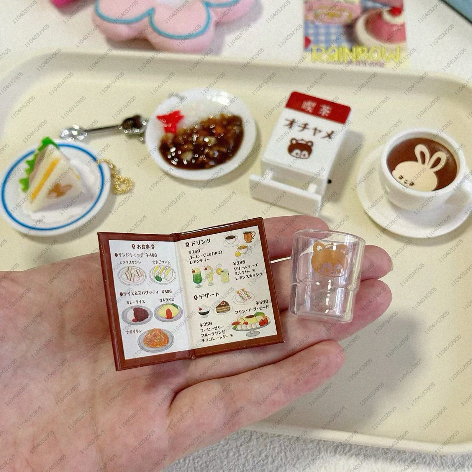 japanese-capsule-toy-gashapon-showa-retro-small-animal-figure-cafe-lunch-menu-miniature-food-toy-keychain-dollhouse-girl-gifts