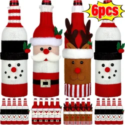 2025 Christmas Wine Bottle Covers Cute Snowman Santa Claus Wine Knitted Bottle Bags Xmas New Year Party Home Decor Supplies Gift