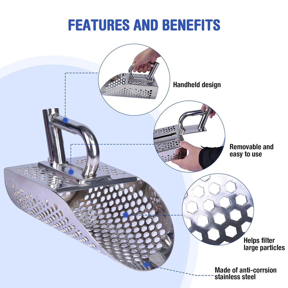 Imagem -03 - Colher Inoxidável com Alça Ferramenta Detector de Metais Peneirando Metais Detectando Praia Areia Ferramenta para Piquenique Camping pá de